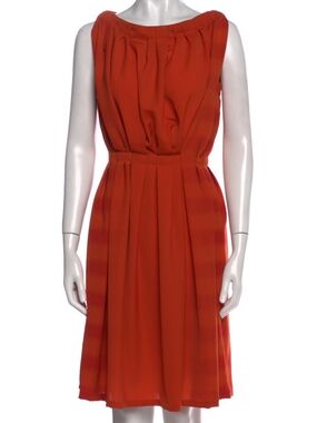 Bottega Veneta Sleeveless Gathered Midi Dress in Burnt Orange